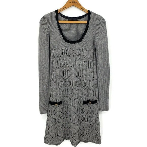 Twin Set Simona Barbieri Wool Sweater Dress Womens S/M? Grey Knit - Picture 1 of 5